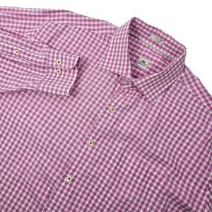 Peter Millar Shirt Men's Extra Large XL Pink Gingham Check Button Down LS Casual